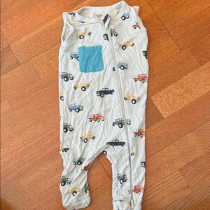 Kyte BABY One Piece with Car Print and Blue Pocket